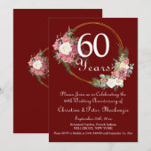 60e Diamond Wedding Jubileum Rozen Goud Lijst Kaart (Voorkant / Achterkant)