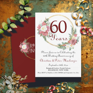 60e Diamond Wedding Jubileum Rozen Goud Lijst Kaart