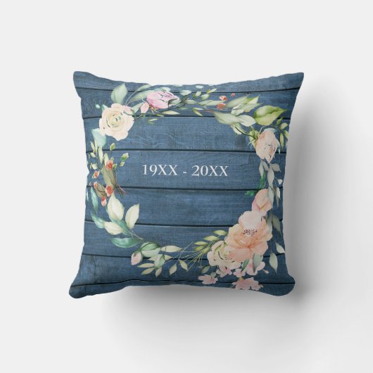 60e Diamond Wedding Jubileum Rustic Floral Kussen (Achterkant)