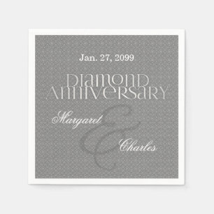 60e Diamond Wedding Jubileum Silver Servet