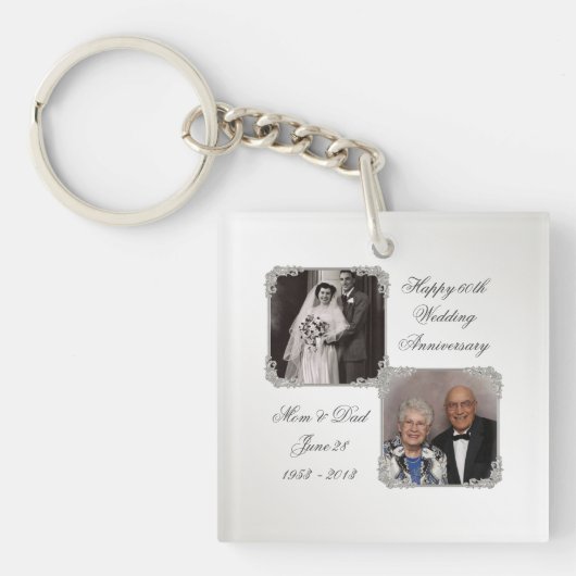 60e Diamond Wedding Jubileum Sleutelhanger (Voorkant)