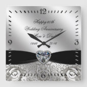60e Diamond Wedding Jubileum Square Wall klok (Voorkant)