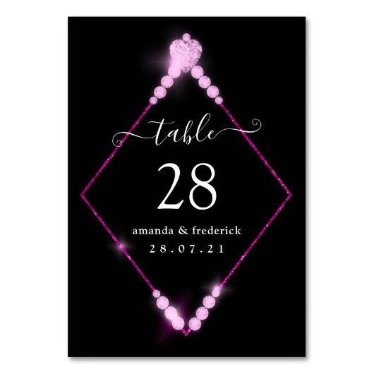60e Diamond Wedding Jubileum Table Number Kaart (Voorkant)