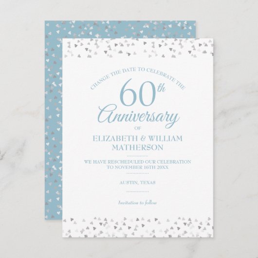 60e Diamond Wedding Jubileum Verander de datum Aankondigingskaart (Voorkant / Achterkant)