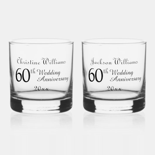 60e Diamond Wedding Jubileum Whisky Glas (Voorkant)