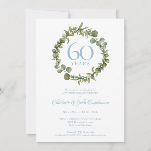 60e Diamond Wedding Jubileum Woodland Garland Kaart (Voorkant)