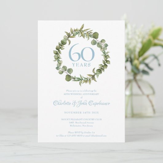 60e Diamond Wedding Jubileum Woodland Garland Kaart (Staand voorkant)