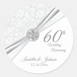 60e Diamond White Wedding Jubileum Ronde Sticker