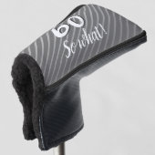 60e dus wat elegant modern grijs 60e verjaardag golfheadcover (3/4 voorkant)