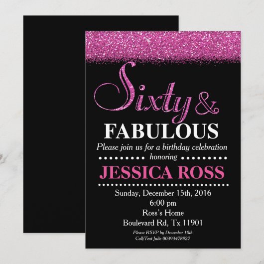 60e en fantastische verjaardagsuitnodigingen voor  kaart (Voorkant / Achterkant)