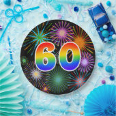 60e Evenement - Leuk, Kleurrijk, Vet, Regenboog 60 Papieren Bordje (Feest)