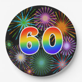60e Evenement - Leuk, Kleurrijk, Vet, Regenboog 60 Papieren Bordje