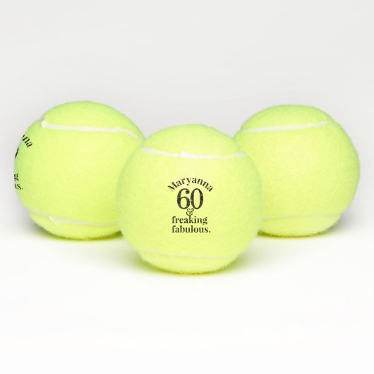 60e Fabulous Birthday Personalized Funny Tennisballen (Multi)