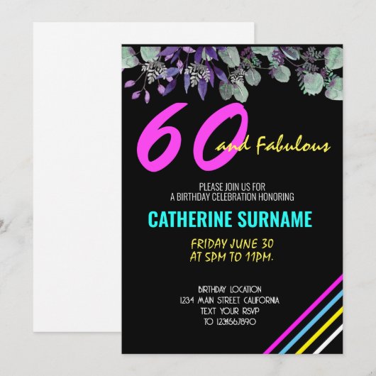 60e fantastische verjaardagsfeestviering kaart (Voorkant / Achterkant)