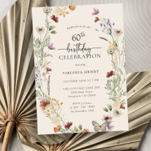 60e Floral Birthday Invitation