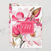 60e Floral Pink Elegant Monogram Birthday Kaart (Voorkant / Achterkant)