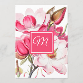 60e Floral Pink Elegant Monogram Birthday Kaart