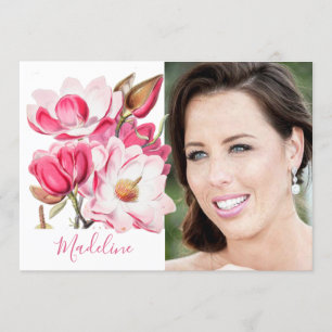 60e Floral Pink Spring Elegant Foto Birthday Kaart