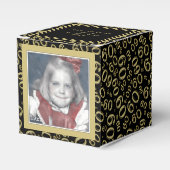 60e foto aandenken - zwart/goud nummer patroon bedankdoosjes (Voorkant Zijde)