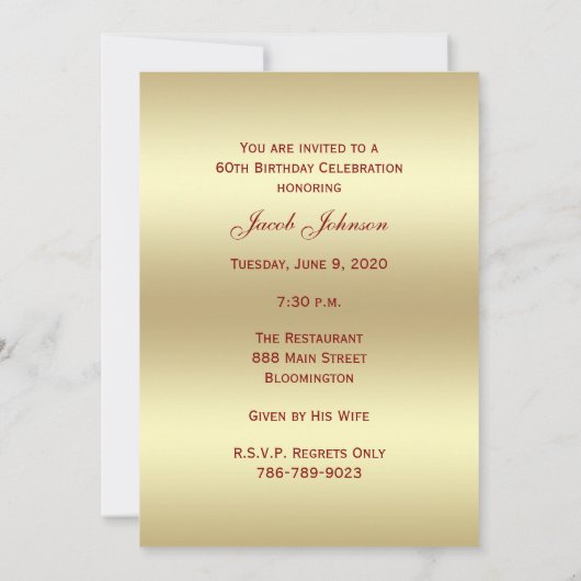60e foto Verjaardagsfeestuitnodiging Bourgondië 60 Kaart (Achterkant)