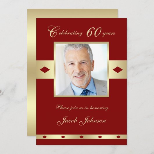 60e foto Verjaardagsfeestuitnodiging Bourgondië 60 Kaart (Voorkant / Achterkant)