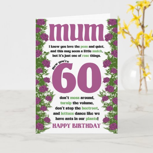 60e Gardener Pun Wordplay Birthday Kaart (Gele Bloem)