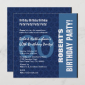 60e geboorte Modern Pattern in Hues of Blue W331 Kaart (Voorkant / Achterkant)