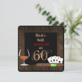60e geboortecigars, Poker and INVITATIONS Kaart (Staand voorkant)