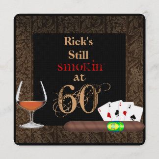 60e geboortecigars, Poker and INVITATIONS Kaart