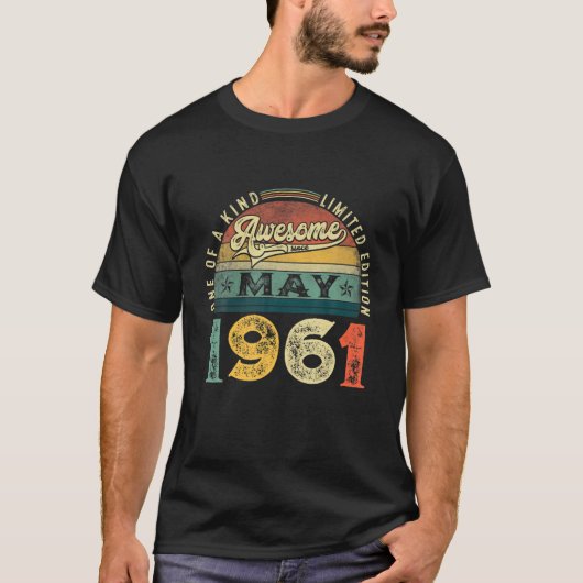 60e geboortedag Decoraties mei 1961 Mannen Vrouwen T-shirt (Voorkant)