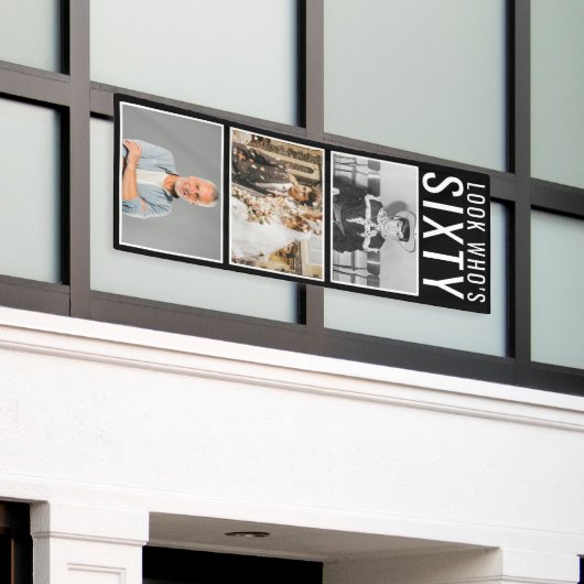 60e geboortedag foto-banner spandoek (Buitenkant Gebouw)
