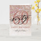 60e geboortedag, grafische Glitter Ombre-kaart Kaart (Gele Bloem)