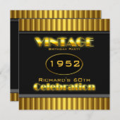 60e Geel Zwart Goud 60-jarige Partij Kaart (Voorkant / Achterkant)