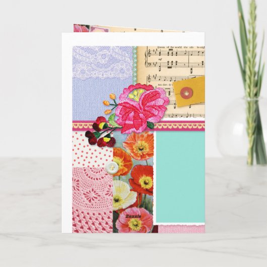 60e Gelukkige Verjaardag Collage Bloemen kunst pla Kaart (Achterkant)