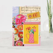 60e Gelukkige Verjaardag Collage Bloemen kunst pla Kaart (Voorkant)
