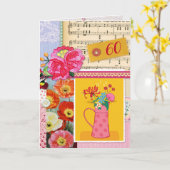 60e Gelukkige Verjaardag Collage Bloemen kunst pla Kaart (Gele Bloem)