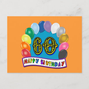 60e Gelukkige Verjaardagsballonnen Merchandise Briefkaart
