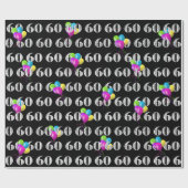 60e Gelukkige Verjaardagsballonnen op Zwart Cadeaupapier (Vlak)