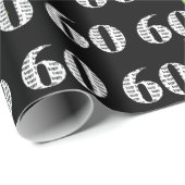 60e Gelukkige Verjaardagsballonnen op Zwart Cadeaupapier (Rol Hoek)