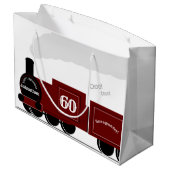 60e gepersonaliseerde verjaardag van de stoomtrein groot cadeauzakje (Achterkant Gekanteld)