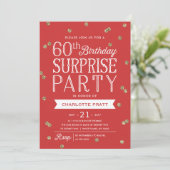 60e Glitter Confetti Surprise Party Invitation Kaart (Staand voorkant)