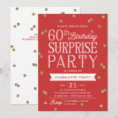 60e Glitter Confetti Surprise Party Invitation Kaart (Voorkant / Achterkant)