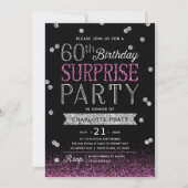 60e Glitter Confetti Surprise Party Invitation Kaart (Voorkant)