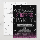 60e Glitter Confetti Surprise Party Invitation Kaart (Voorkant / Achterkant)