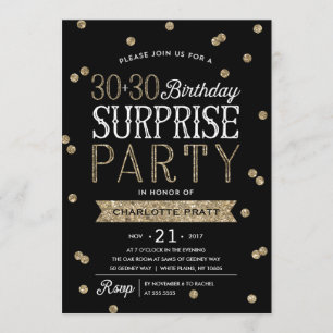 60e Glitter Confetti Surprise Party Invitation Kaart