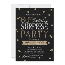60e Glitter Confetti Surprise Party Invitation
