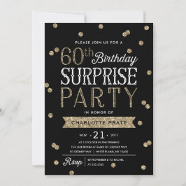 60e Glitter Confetti Surprise Party Invitation Kaart