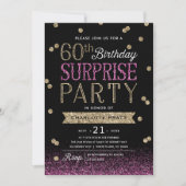 60e Glitter Confetti Surprise Party Invitation Kaart (Voorkant)