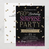 60e Glitter Confetti Surprise Party Invitation Kaart (Voorkant / Achterkant)