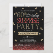 60e Glitter Confetti Surprise Party Invitation Kaart (Voorkant)